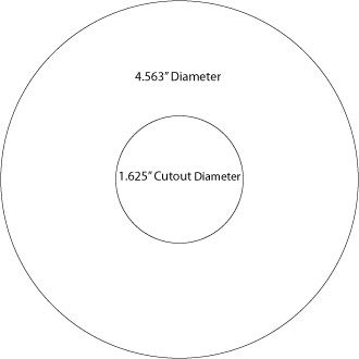 die line for circle shaped label or sticker with cutout, 4.563" outside diameter, 1.625" inside cutout diameter