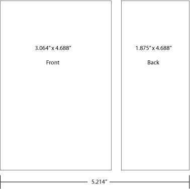 dieline for special sized label 3.064"x4.688" front - 1.875"x4.688" back