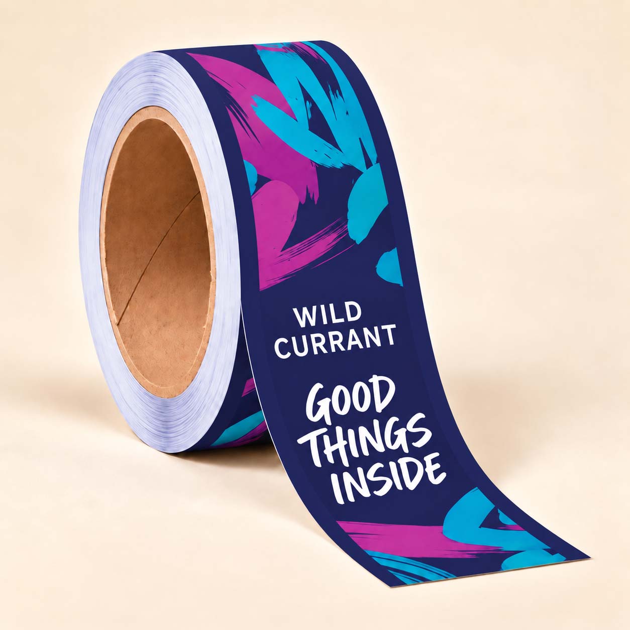 custom printed packaging tape on a roll